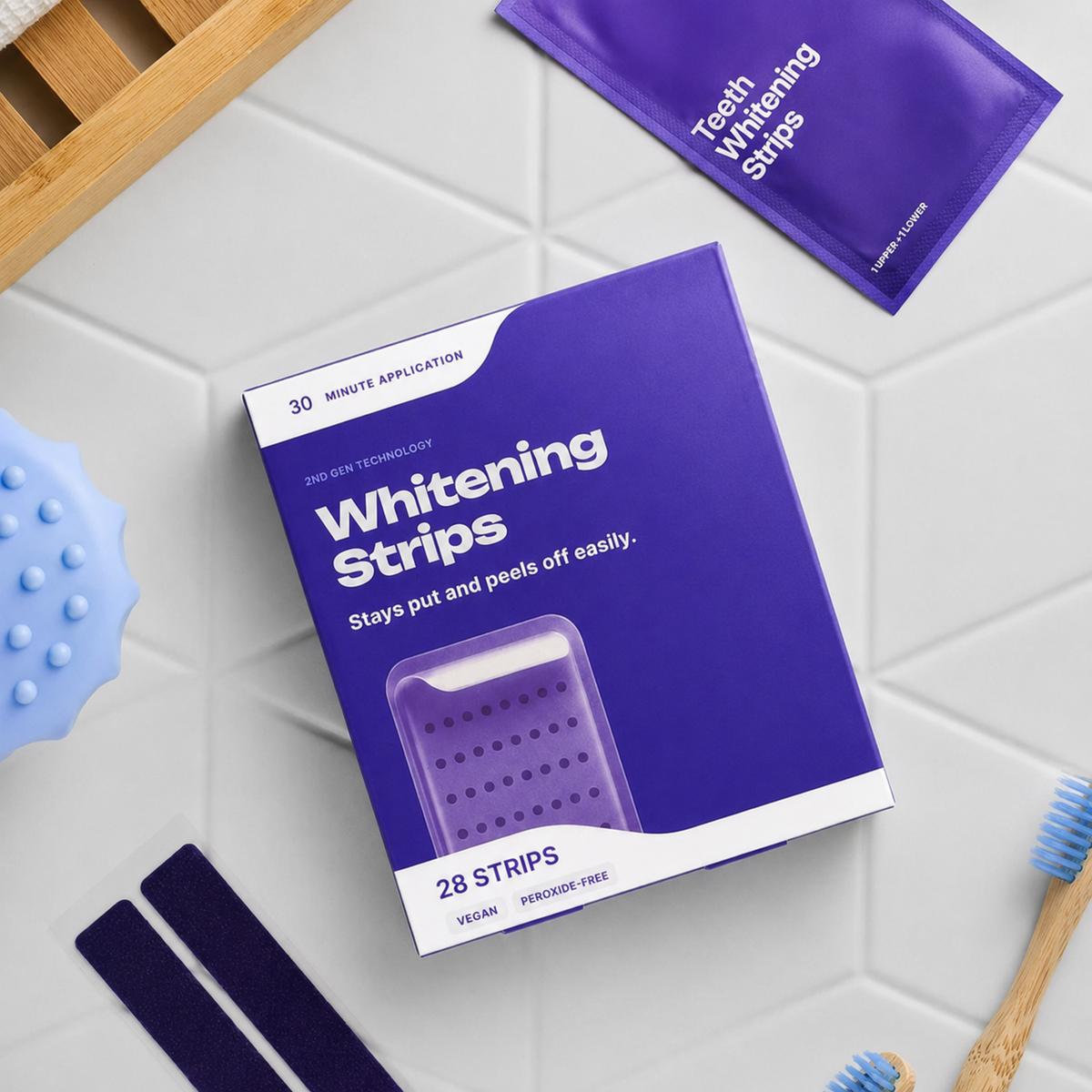 Purple Teeth Whitening Strips (28 Strips) – No-Peroxide Sensitive Formula